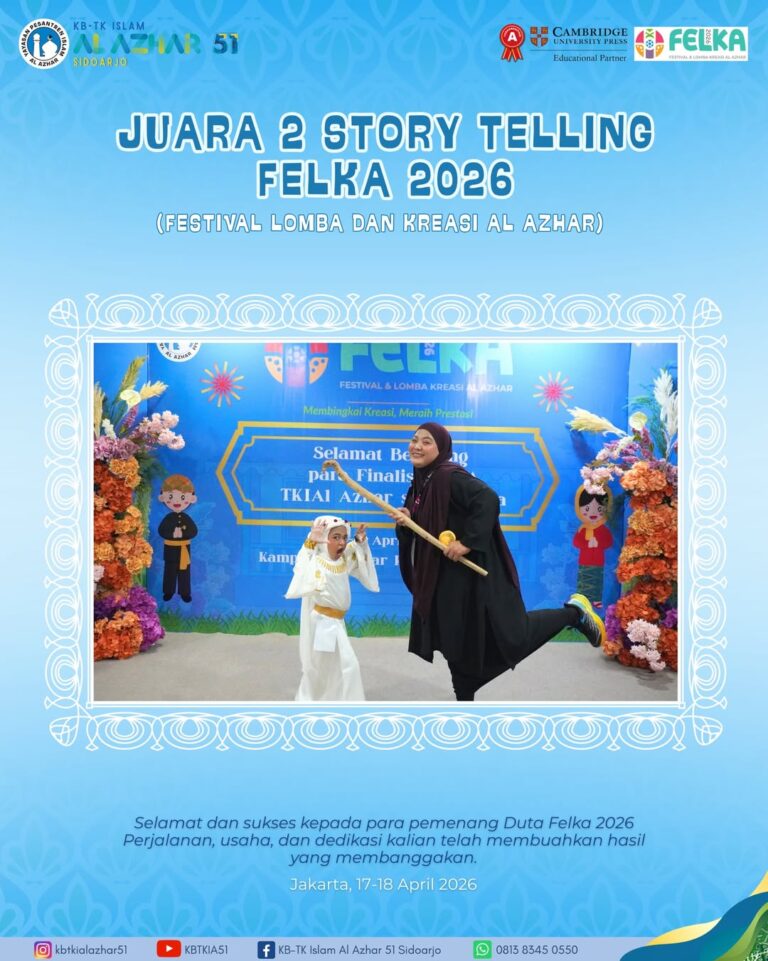 Alhamdulillah, selamat kepada ananda atas pencapaian lomba FELKA Juara 2 Story Telling Putri. Pe (1)
