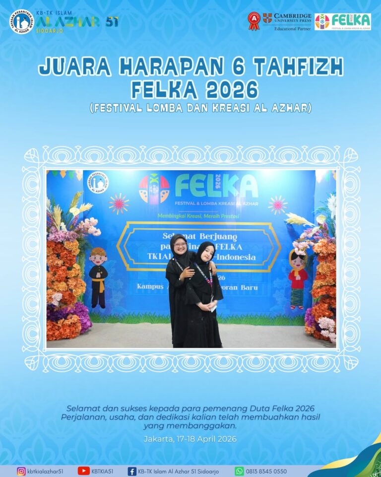 MasyaAllah, selamat atas diraihnya Juara Harapan 6 Lomba Tahfizh FELKA. Perjuangan dalam menghaf (1)